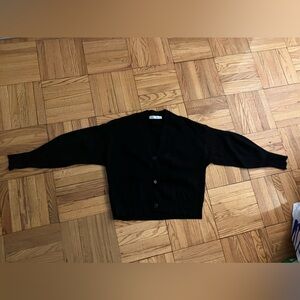 ZARA BLACK V-NECK BALLOON SLEEVE CARDIGAN